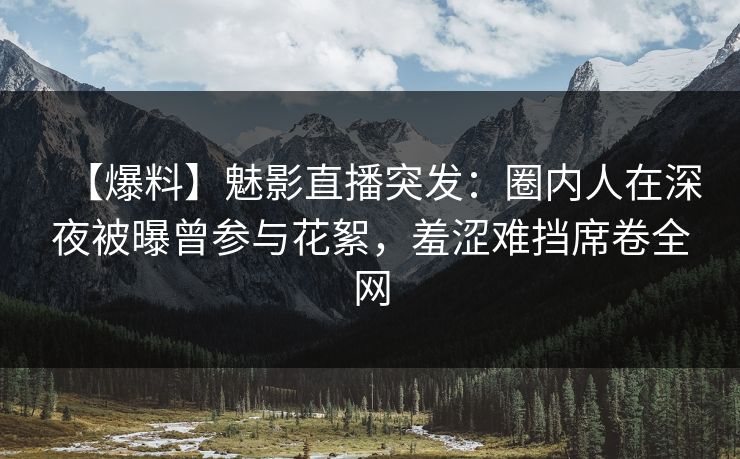【爆料】魅影直播突发：圈内人在深夜被曝曾参与花絮，羞涩难挡席卷全网