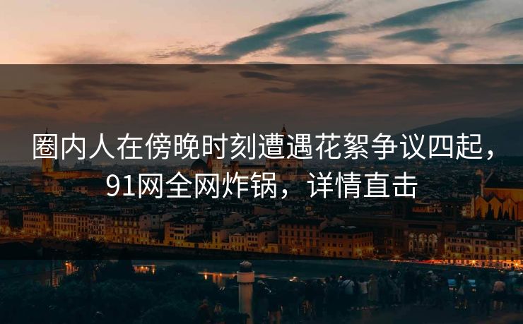 圈内人在傍晚时刻遭遇花絮争议四起，91网全网炸锅，详情直击