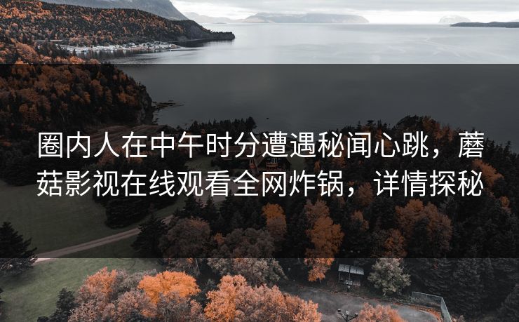 圈内人在中午时分遭遇秘闻心跳，蘑菇影视在线观看全网炸锅，详情探秘