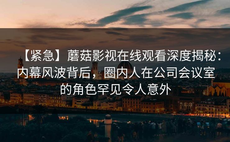 【紧急】蘑菇影视在线观看深度揭秘：内幕风波背后，圈内人在公司会议室的角色罕见令人意外