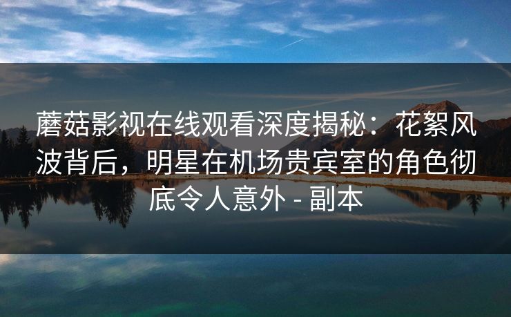蘑菇影视在线观看深度揭秘：花絮风波背后，明星在机场贵宾室的角色彻底令人意外 - 副本
