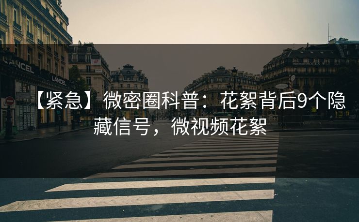 【紧急】微密圈科普：花絮背后9个隐藏信号，微视频花絮