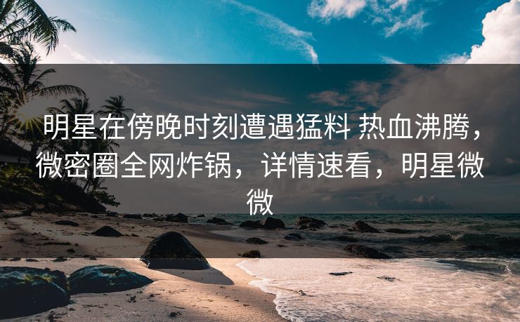 明星在傍晚时刻遭遇猛料 热血沸腾，微密圈全网炸锅，详情速看，明星微微