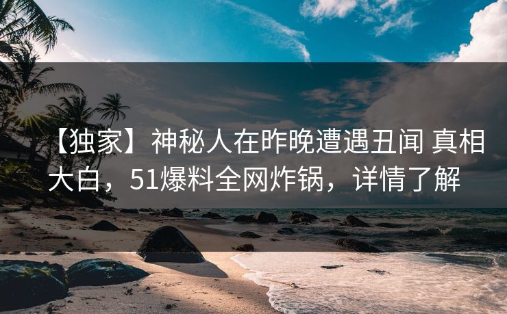 【独家】神秘人在昨晚遭遇丑闻 真相大白，51爆料全网炸锅，详情了解