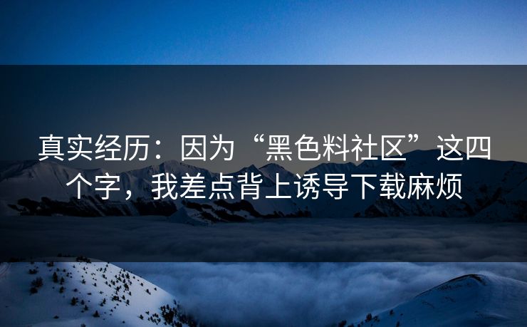 真实经历：因为“黑色料社区”这四个字，我差点背上诱导下载麻烦