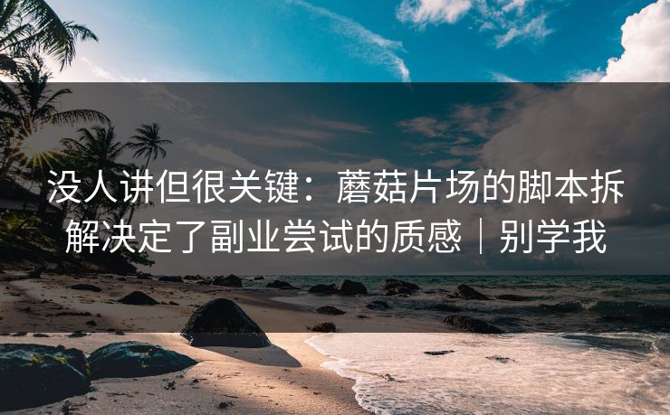 没人讲但很关键：蘑菇片场的脚本拆解决定了副业尝试的质感｜别学我